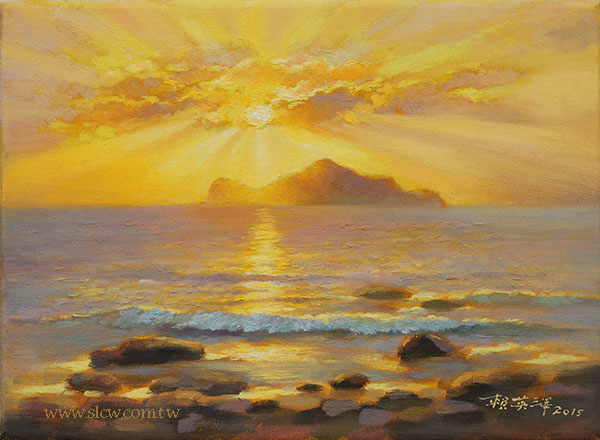 Sunrise On Turtle Mountain_Taiwan_oil painting painted by Lai Ying-Tse 龜山島朝陽_賴英澤 繪_1_600